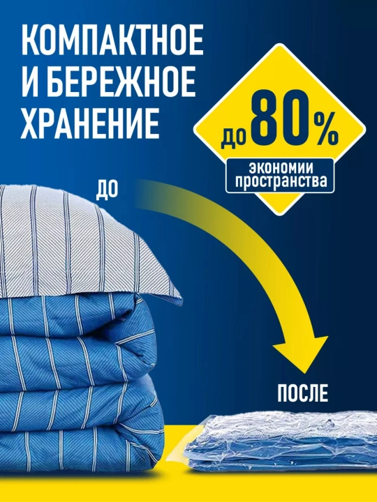 Вакуумный пакет - мешок для хранения вещей и одежды, многоразовый