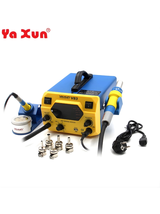 YAXUN YX-V83 2-в-1 паяльная станция с феном, SMD, 2 LCD, USB 5V 1A