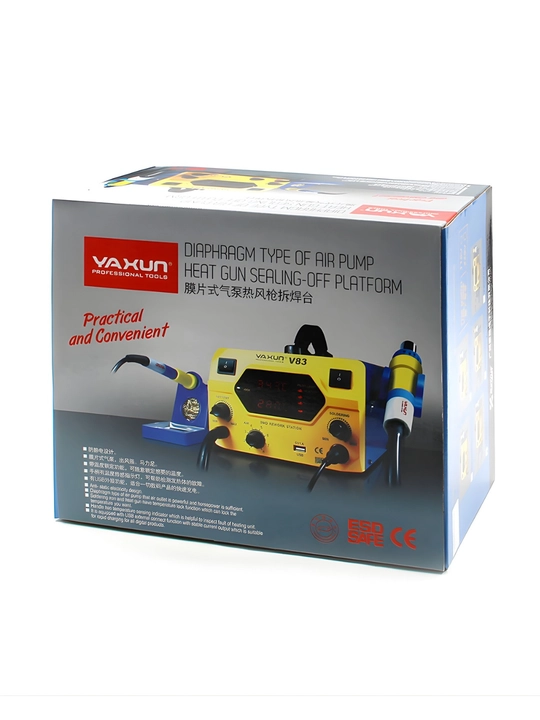 YAXUN YX-V83 2-в-1 паяльная станция с феном, SMD, 2 LCD, USB 5V 1A