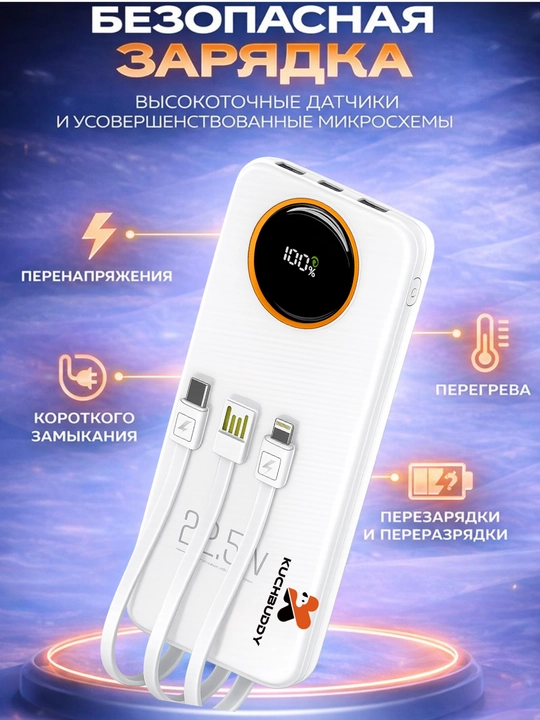 Power bank 20000 mAh, tez zaryad gacha 22.5W, LED displey/indikator, ko‘p himoya