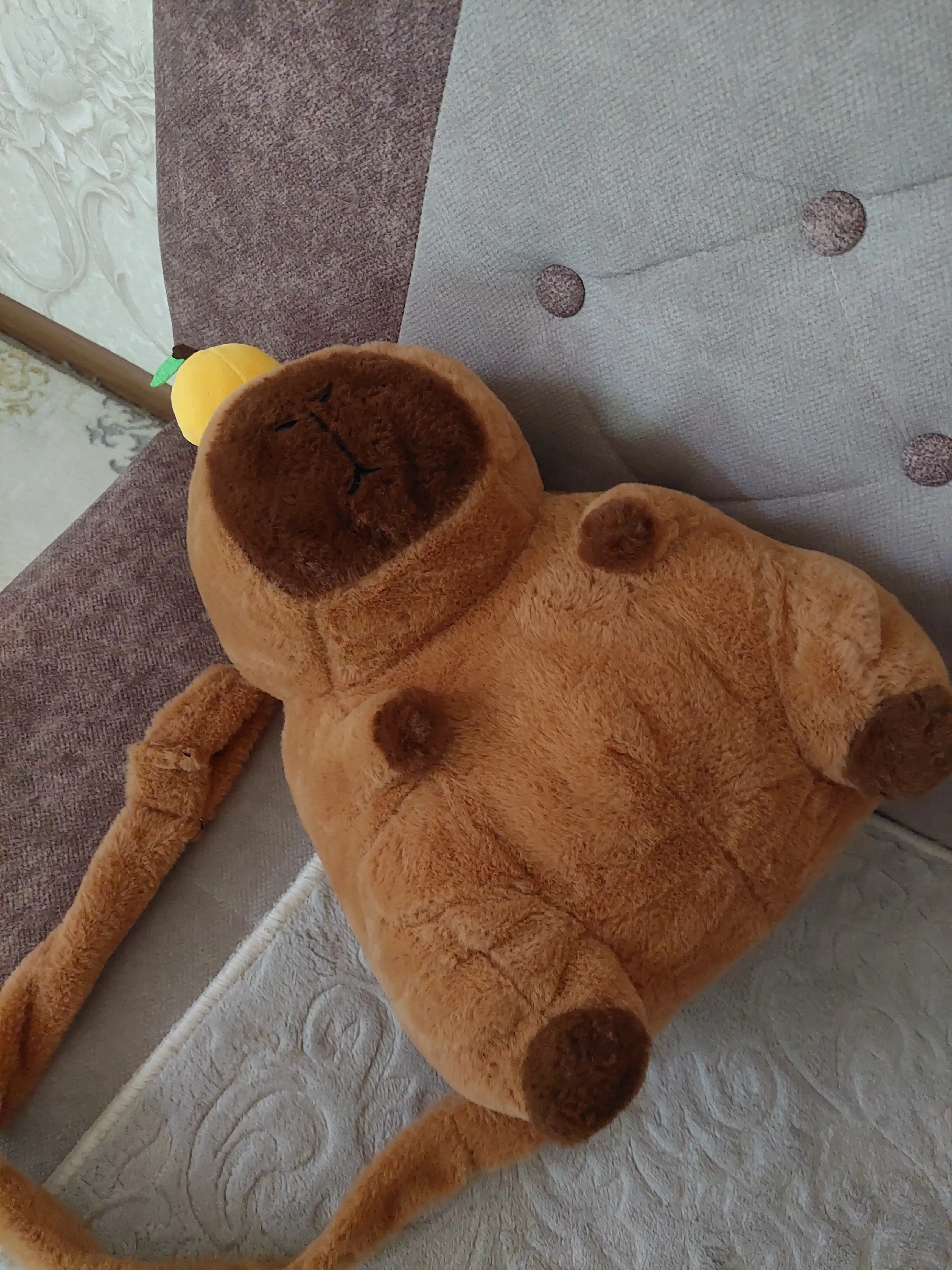 Yumshoq plush kapibara o'yinchoq, 3 tasi 1 da, bolalar uchun sumkasi