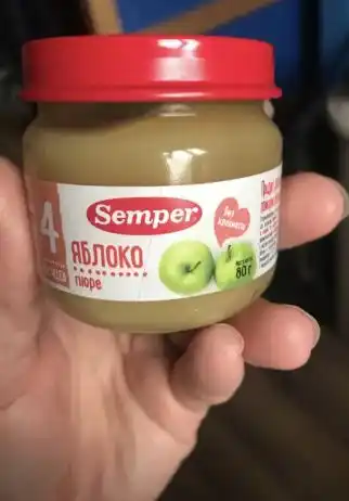 Пюре детское Semper, яблоко, для первого прикорма, без сахара, с 4 месяцев, 80 г