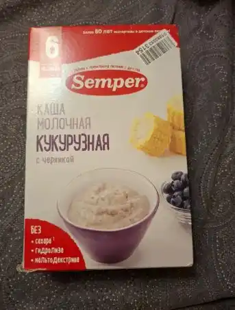 Makkajo'xori sutli bo'tqasi Semper, rezavor bilan, quruq, shakarsiz glyutensiz 6 oy+ 180 g