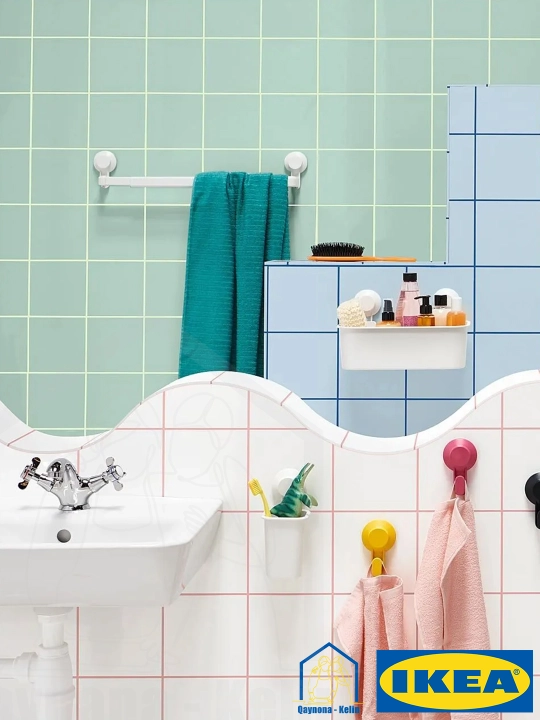 Стакан держатель для зубных щеток и пасты, без сверления на присосках, IKEA TISKEN 80381294