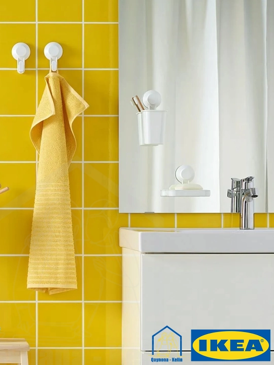 Стакан держатель для зубных щеток и пасты, без сверления на присосках, IKEA TISKEN 80381294