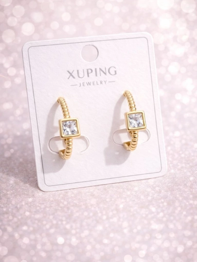 Женские серьги золотого цвета, бренд Xuping — LESHOES-XUP001-ФИОЛЕТ