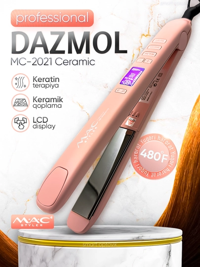 Выпрямитель для волос MAC Styler MC-2021, с керамическим покрытием, термостойкий (480°F) — TEZKOR3-MACCERAMIC-КОНФЕТН