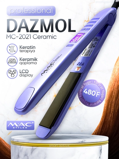 Выпрямитель для волос MAC Styler MC-2021, с керамическим покрытием, термостойкий (480°F) — TEZKOR3-MACCERAMIC-АМЕТИС