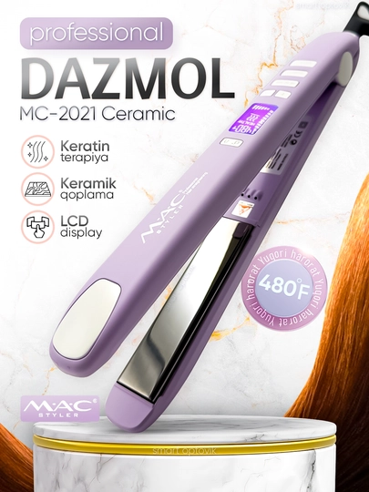 Выпрямитель для волос MAC Styler MC-2021, с керамическим покрытием, термостойкий (480°F) — TEZKOR3-MACCERAMIC-ЛАВАНД