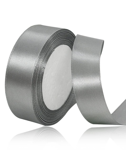 Атласная лента / 25 мм / 40 мм / 50 мм, 13 м — IJOD-ATLASLENTA-СЕРЫЙ-40 mm
