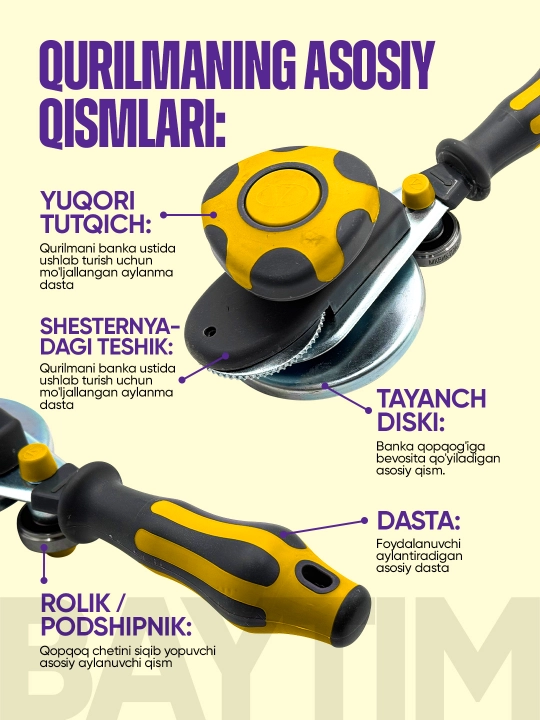 Avtomat banka yopgich, bonka yopadigan mashina, berkitgich