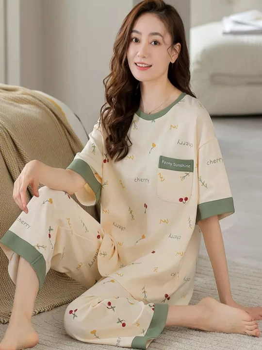 Ayollar va qizlar uchun pijama, ikki dona, ichki siynabandli, kofta va shimli, 2 tasi 1 da