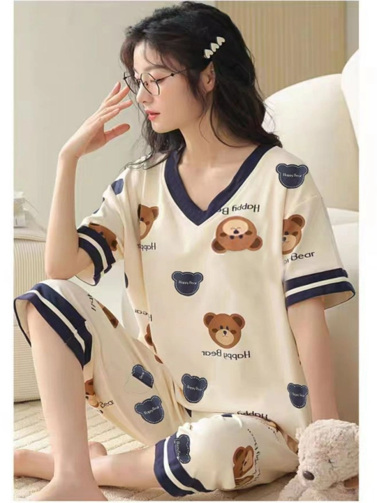 Ayollar va qizlar uchun pijama, ikki dona, ichki siynabandli, kofta va shimli, 2 tasi 1 da