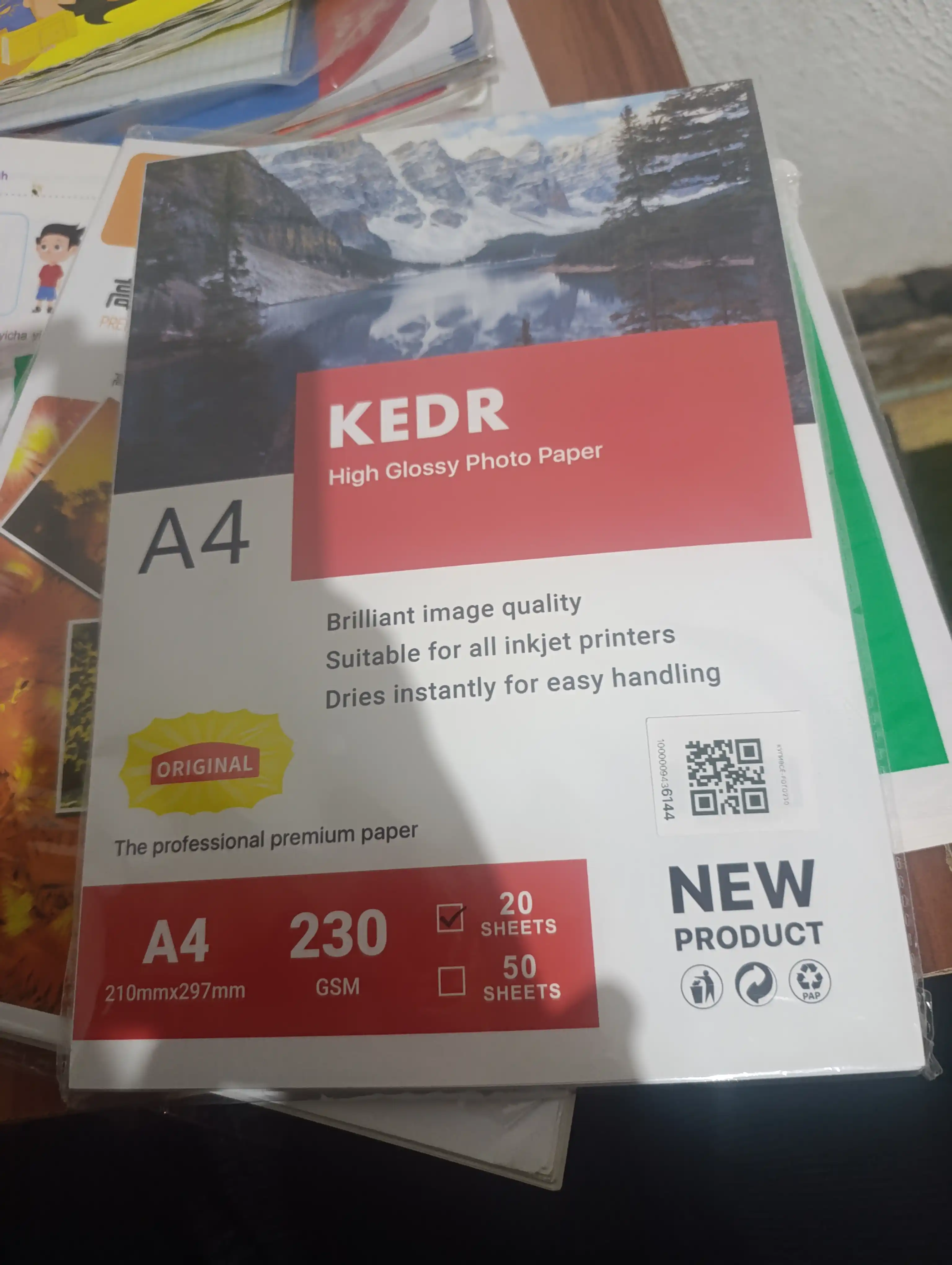 Professional foto qog'oz, A4 porloq KEDR 230g/m2, 20 varaq