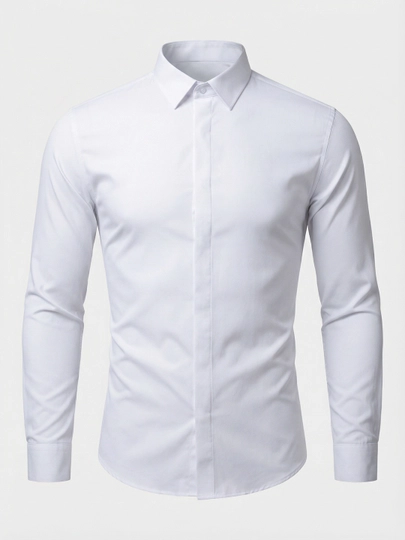Мужская рубашка Slim Fit, классическая, белая