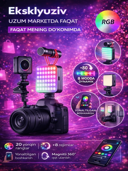 Yorqin RGB video yorug‘lik filtrlari