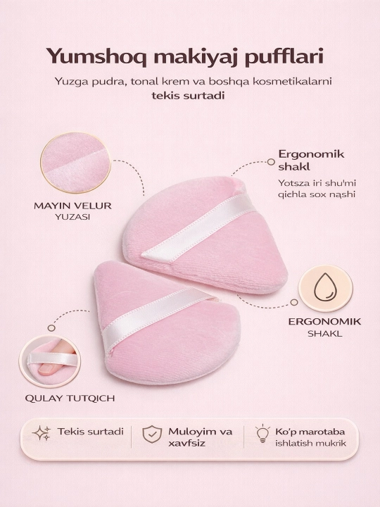 Мягкий косметический спонж для лица, 2 штуки