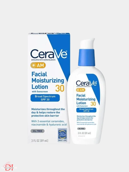 Yuz uchun kunduzgi namlantiruvchi losyon CeraVe SPF30, terini himoyalaydi, tiklaydi, keramidl