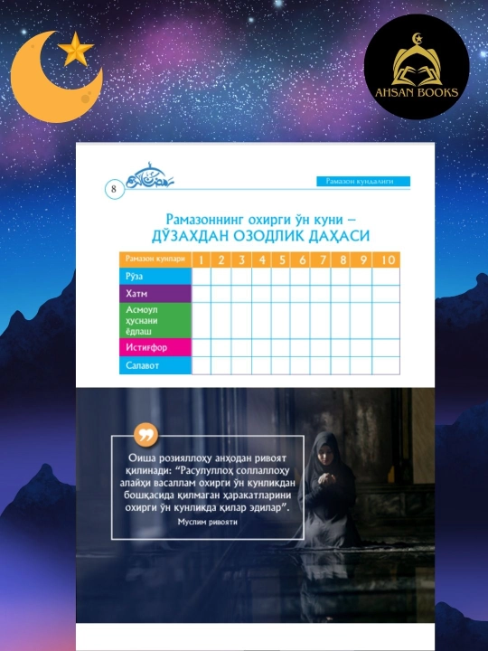 Дневник Рамадана – планер для عبادаний, дуа и целей