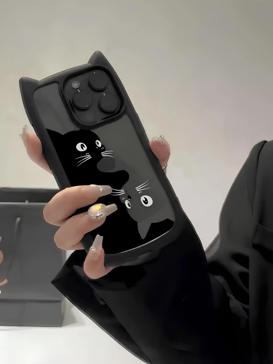 3D print g'ilof mushukcha quloqlari bilan iPhone 11, 12, 13, 14, 15, 16, 17, PRO MAX