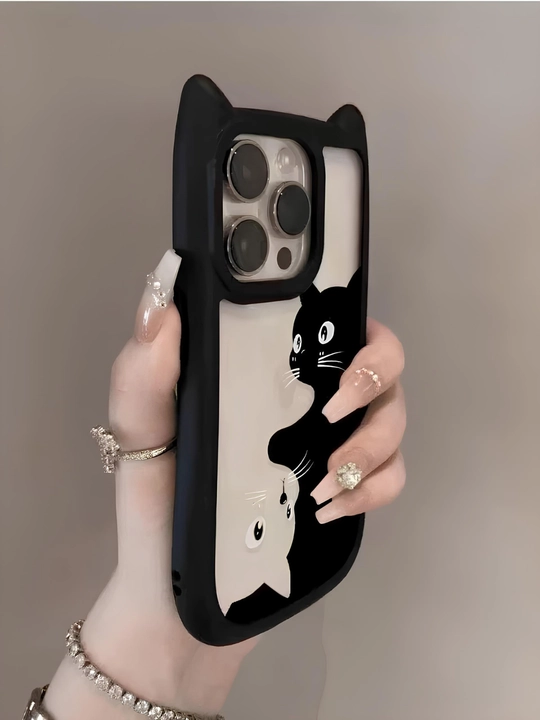 3D print g'ilof mushukcha quloqlari bilan iPhone 11, 12, 13, 14, 15, 16, 17, PRO MAX