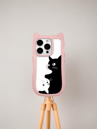3D принт чехол с кошачьими ушками для iPhone 11, 12, 13, 14, 15, 16, 17, PRO MAX