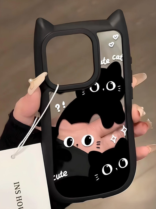 3D print g'ilof mushukcha quloqlari bilan iPhone 11, 12, 13, 14, 15, 16, 17, PRO MAX