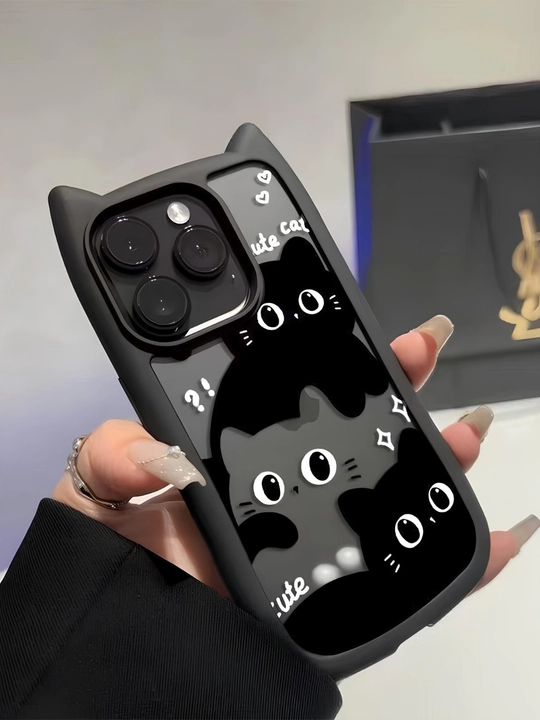 3D print g'ilof mushukcha quloqlari bilan iPhone 11, 12, 13, 14, 15, 16, 17, PRO MAX
