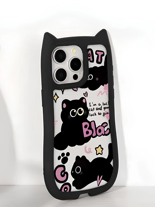 3D принт чехол с кошачьими ушками для iPhone 11, 12, 13, 14, 15, 16, 17, PRO MAX