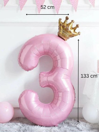 Большой шар цифра, 133 см, с короной, шарики 1, 2, 3, 4, 5, 6, 7, 8, 9, 0 на день рождения