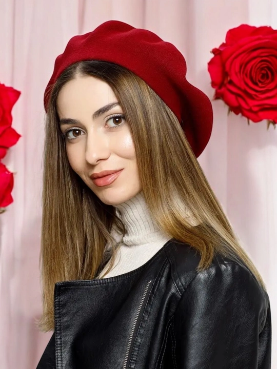 Ayollar va qizlar uchun beret, klassik toʻqilgan shapka, kuz qish mavsum bosh kiyimi - 
