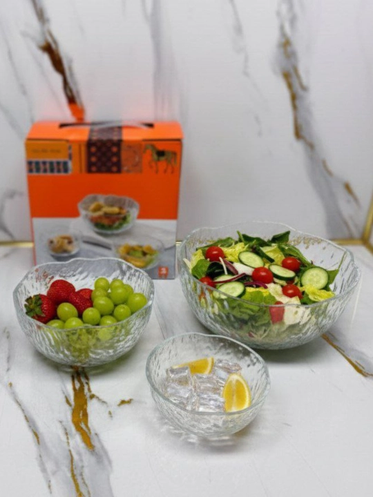 Shisha salat idishlar to'plami, to'plamda 3 dona - 