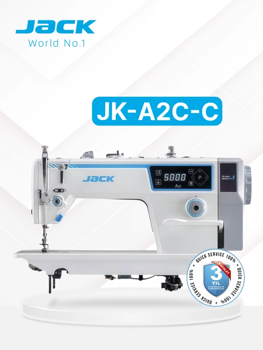 Jack tikuv mashinasi A2C, sanoat to‘g‘ri chok mashinasi, avtomatik ip kesishli, servo, LED