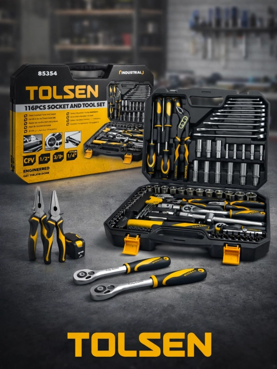 TOLSEN professional kalitlar nabori – 45/94/116/175/216 (TOLSEN Socket Set Professional)