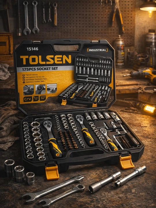 TOLSEN professional kalitlar nabori – 45/94/116/175/216 (TOLSEN Socket Set Professional)