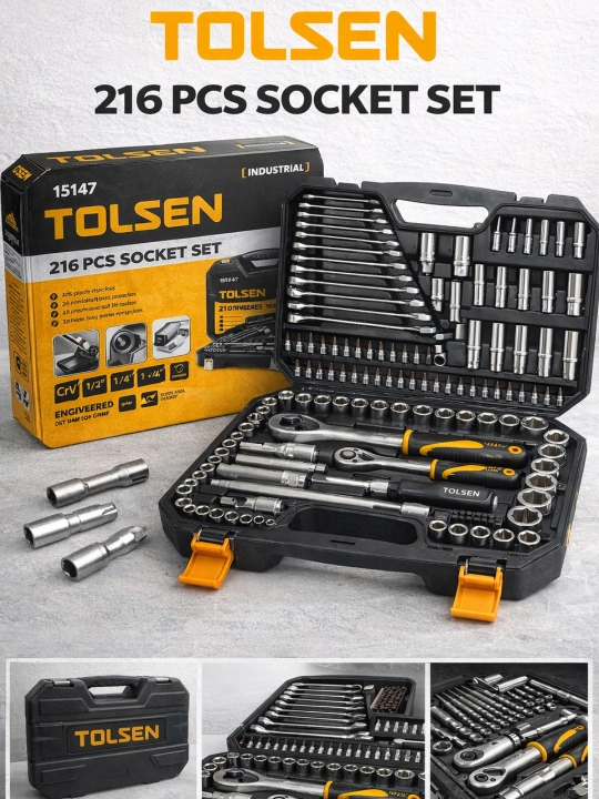 TOLSEN professional kalitlar nabori – 45/94/116/175/216 (TOLSEN Socket Set Professional)