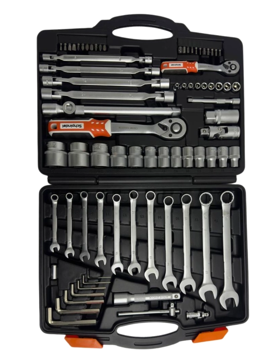 Schpindel professional kalitlar nabori 77 dona, 1/4" va 1/2" (Schpindel 77 PCS Socket Set)