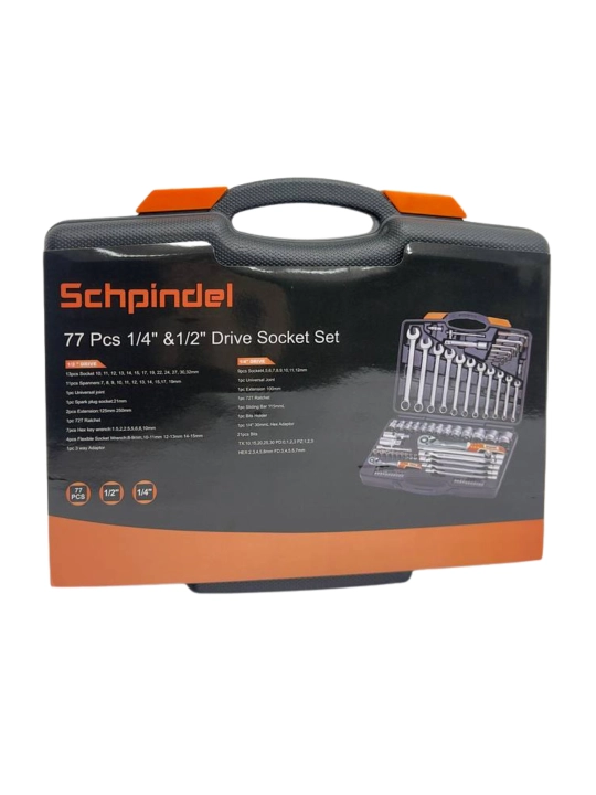 Schpindel professional kalitlar nabori 77 dona, 1/4" va 1/2" (Schpindel 77 PCS Socket Set)