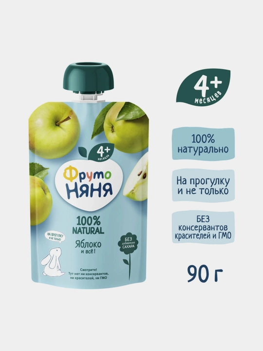FrutoNyanya mevali pyure olma tabiiy 90 g paуч 12 dona