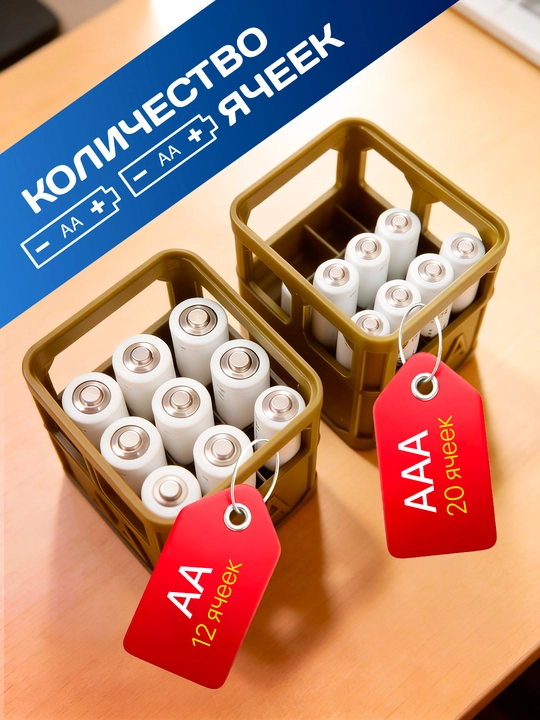 Кейс-бокс органайзер для батареек и аккумуляторов AA / AAA (2 шт)
