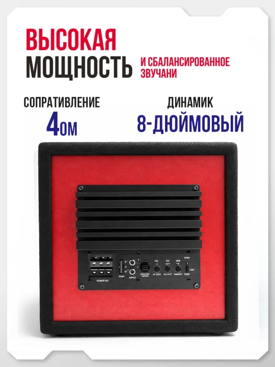 Sabvufer faol Pioneer TS-250 PRO, 4800W o'rnatilgan zavod kuchaytirgich va qutisi bilan