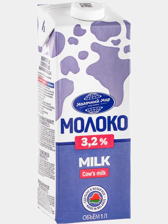 Молоко «Молочный мир» питьевое пастеризованное 3,2%, 1 л