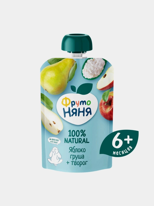 FrutoNyanya mevali pyure olma-nok tvorog bilan 90 g paуч 12 dona