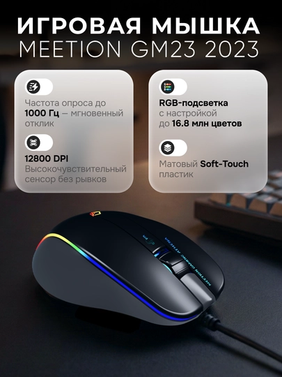 12800 DPI optik sensorli va yoritgichli GM23_2023 o‘yin sichqonchasi - 