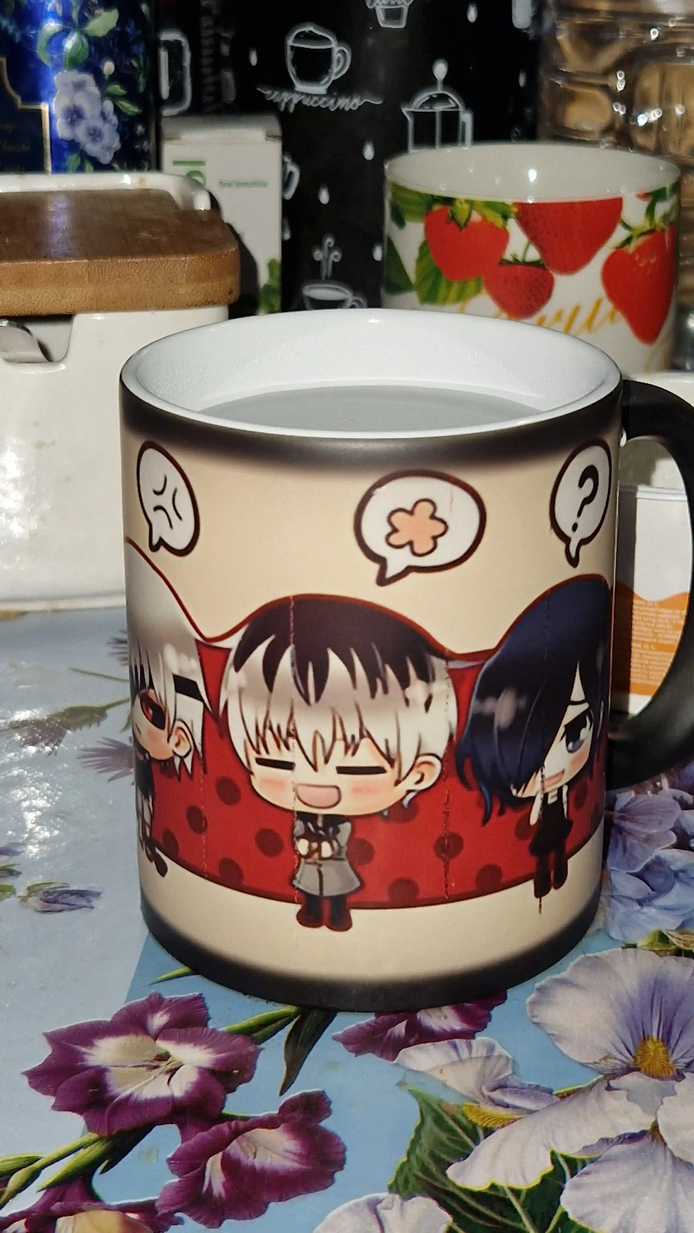 Rangini o‘zgartiradigan buqalamun krujkasi, sovg‘a krujkasi, Anime bosma naqshi bilan, sopol