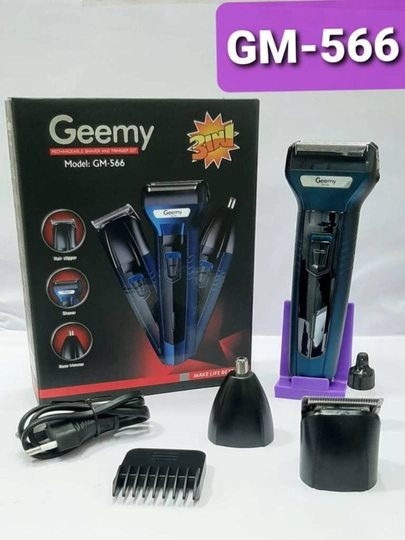 Триммер Geemy GM-566, 3-в-1 — аккумуляторная машинка для стрижки, бритья и носа