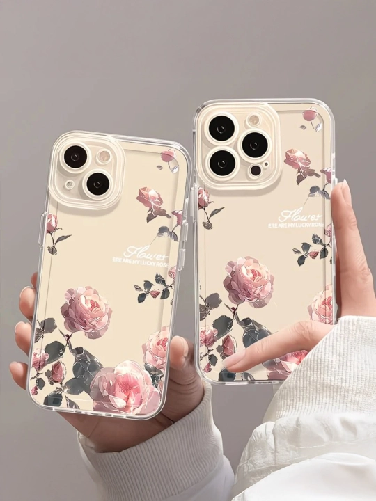 Прозрачный чехол с цветочным принтом для iPhone - 