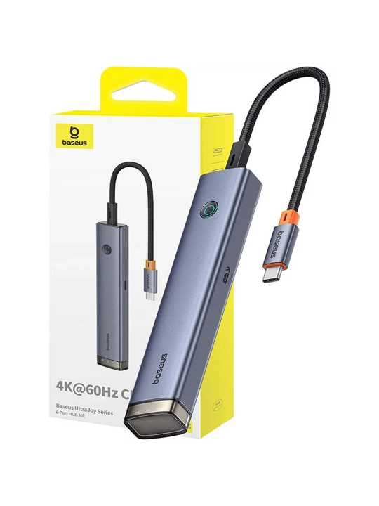 Ko‘p funksiyali USB-xab Baseus UltraJoy Series 6-Port HUB AIR Space Grey