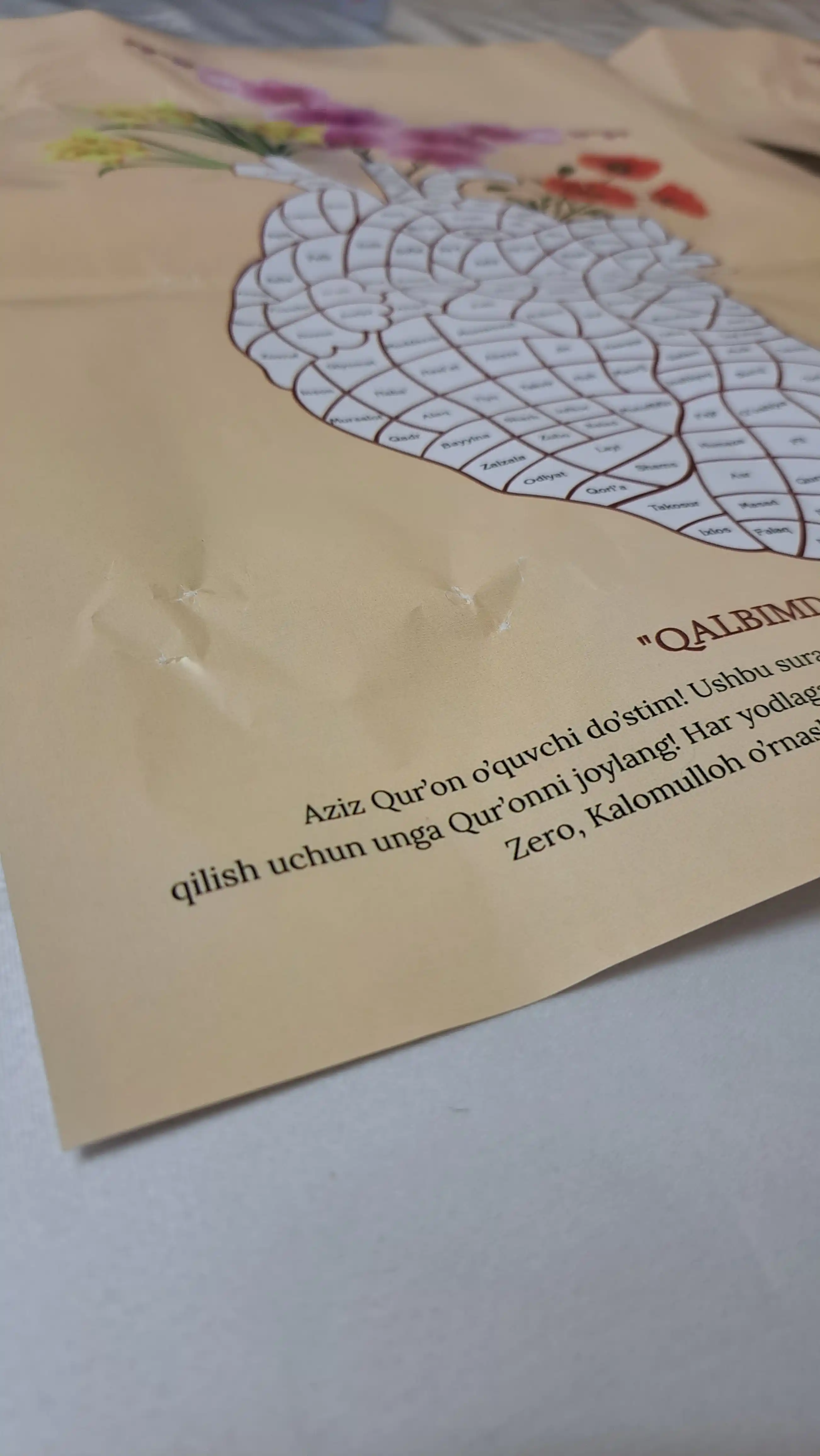 A3 formatdagi Qalbimdagi Qur’on jadvali