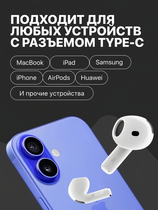 Зарядное устройство для iPhone, быстрая зарядка, кабель Type-C/Lightning, 35 Вт